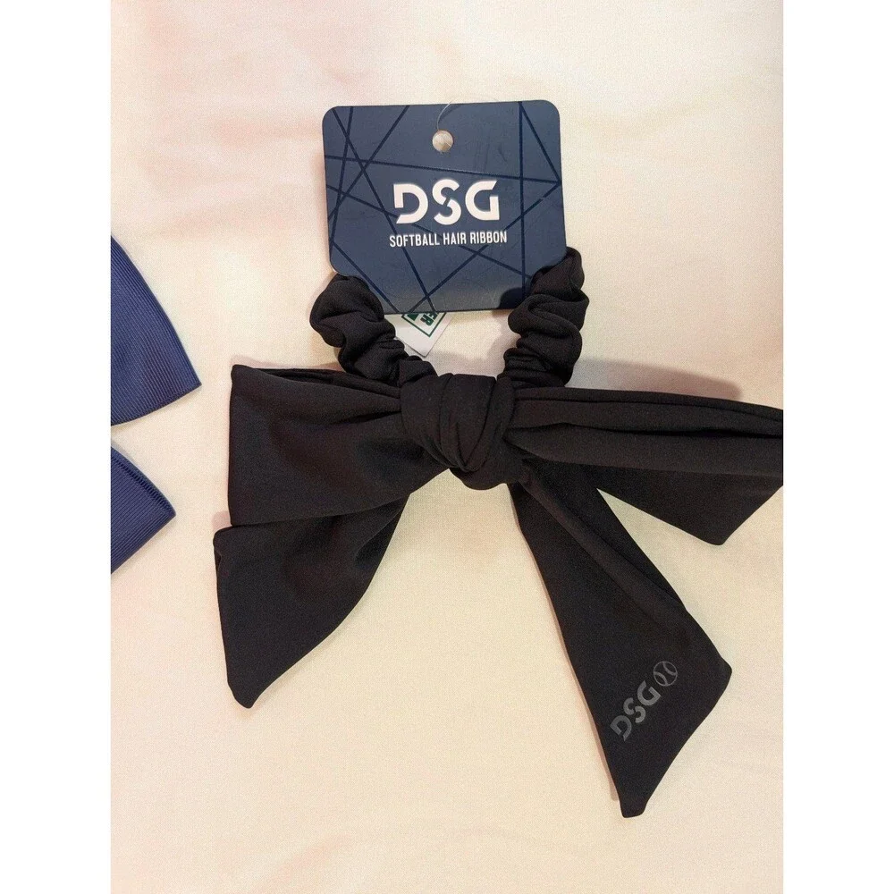 Girls DSG Softball Hair Bows Navy Black 2 Pack
